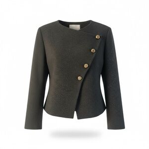 Zara Charcoal Blazer with Metallic Accents